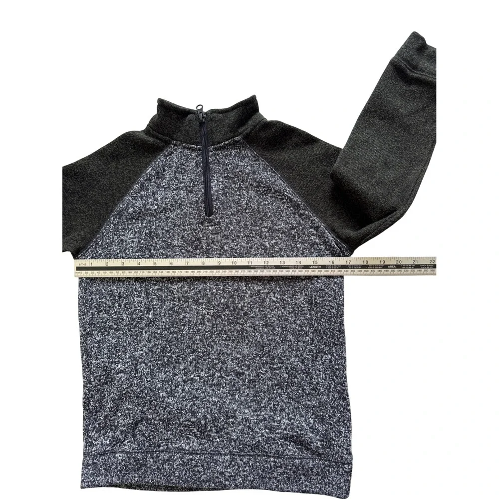 Old Navy Boys Gray Marled Quarter Zip Fleece Pullover Sweater Large 10-12 Raglan
